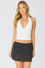 Metallic Metallic Mini Skort Skirt Mid Waisted Shorts Lined